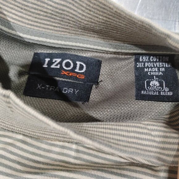 Excellent Condition IZOD XFG X-TRA Dry Brown Striped Men's T-Shirt Size L - Picture 2 of 3